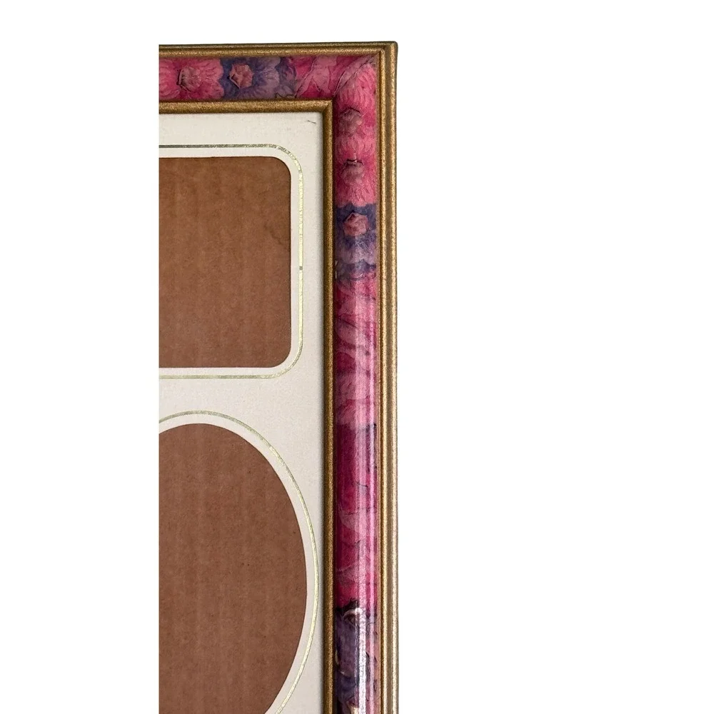 Vintage Floral Multi Photo Collage Frame Pink Gold 9 Image Wall Decor